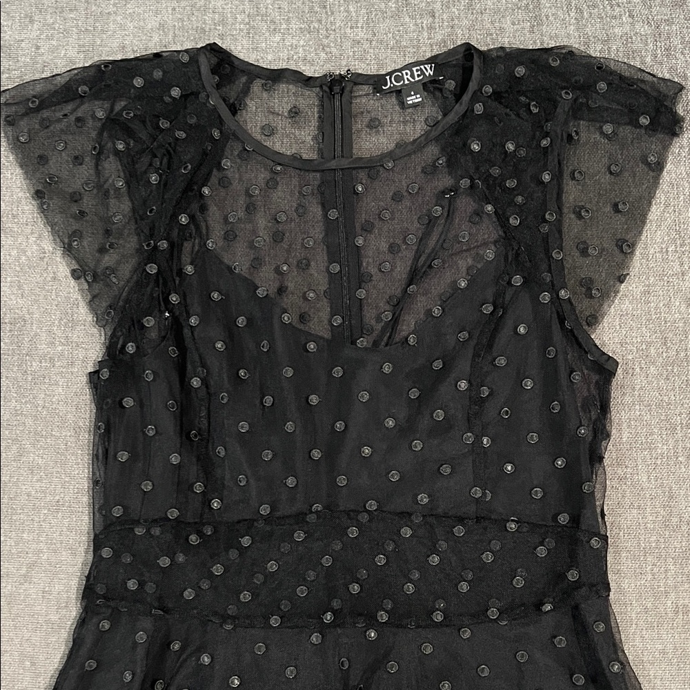 J. Crew Black Sheer Polka Dot Blouse - Picture 5 of 10